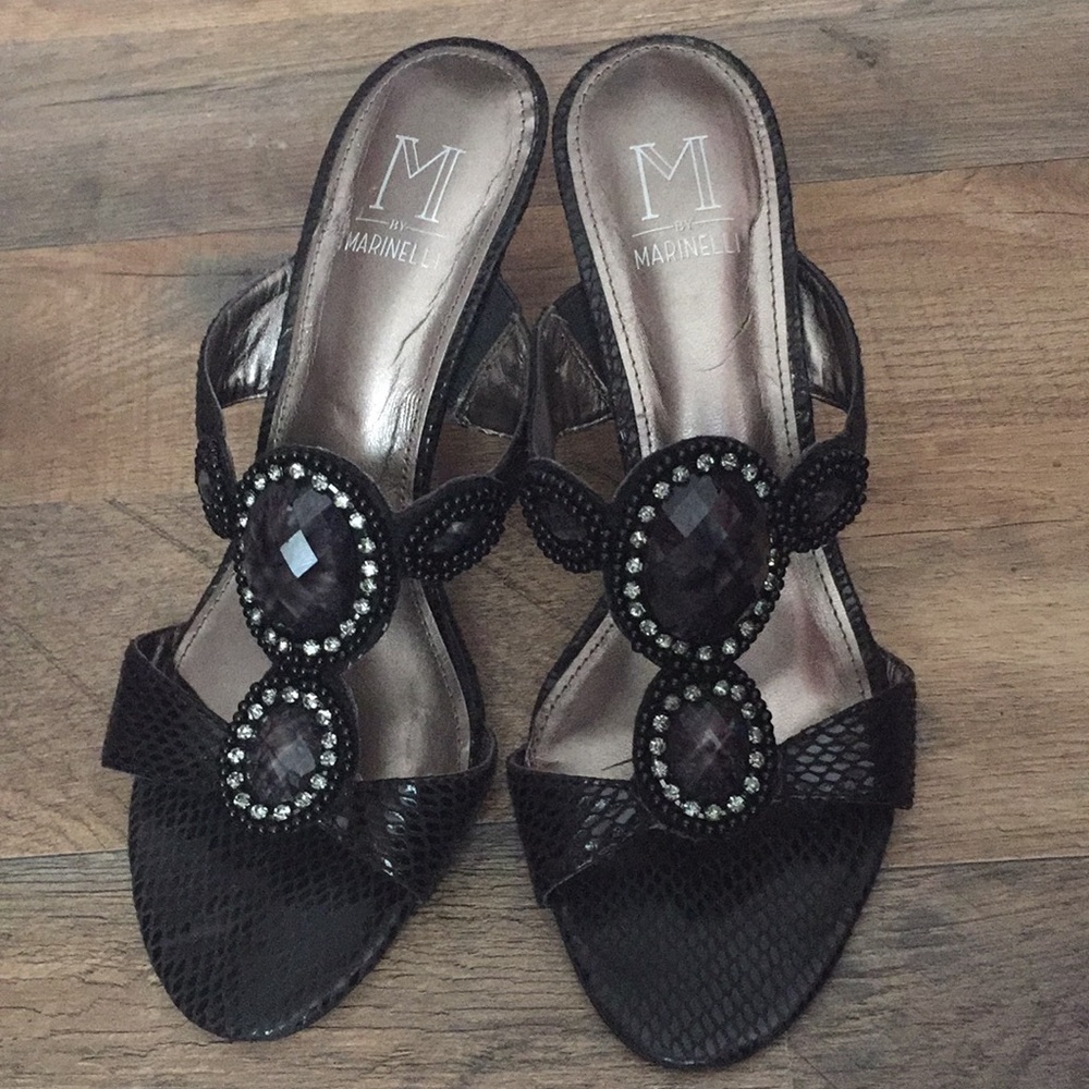 Black and silver 2 inch heels